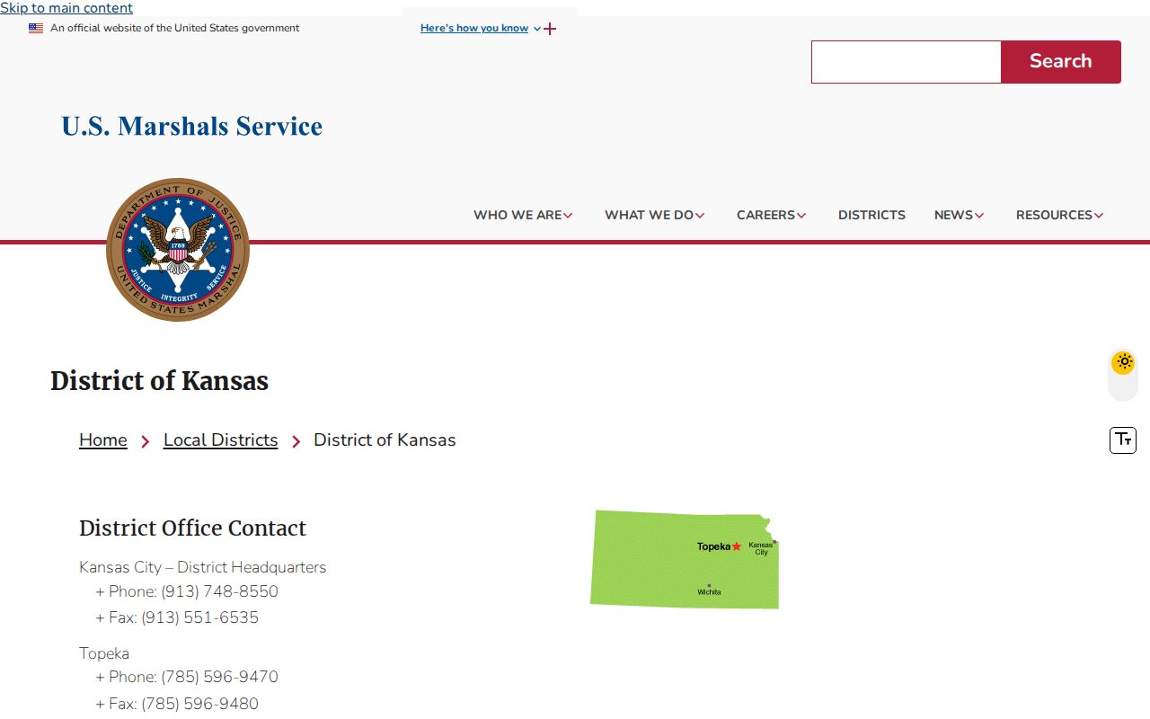 Kansas U.S. Marshals district contact page